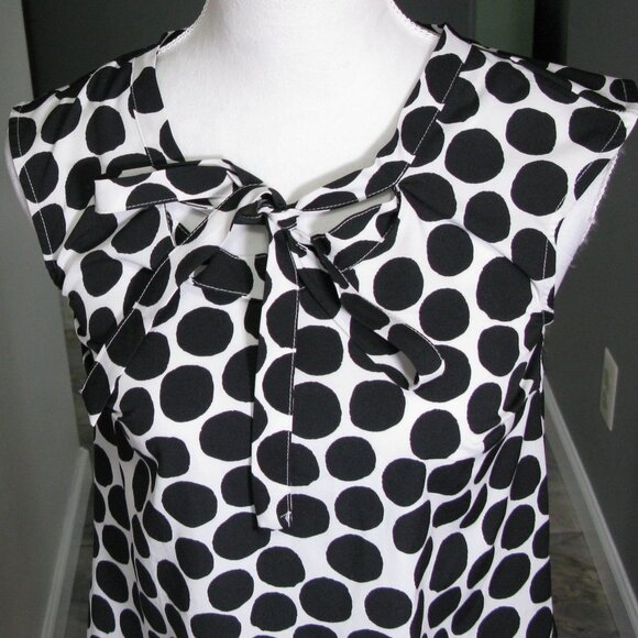 MERONA White/Black Polka Dot Sleeveless Blouse Size XS - Picture 2 of 5